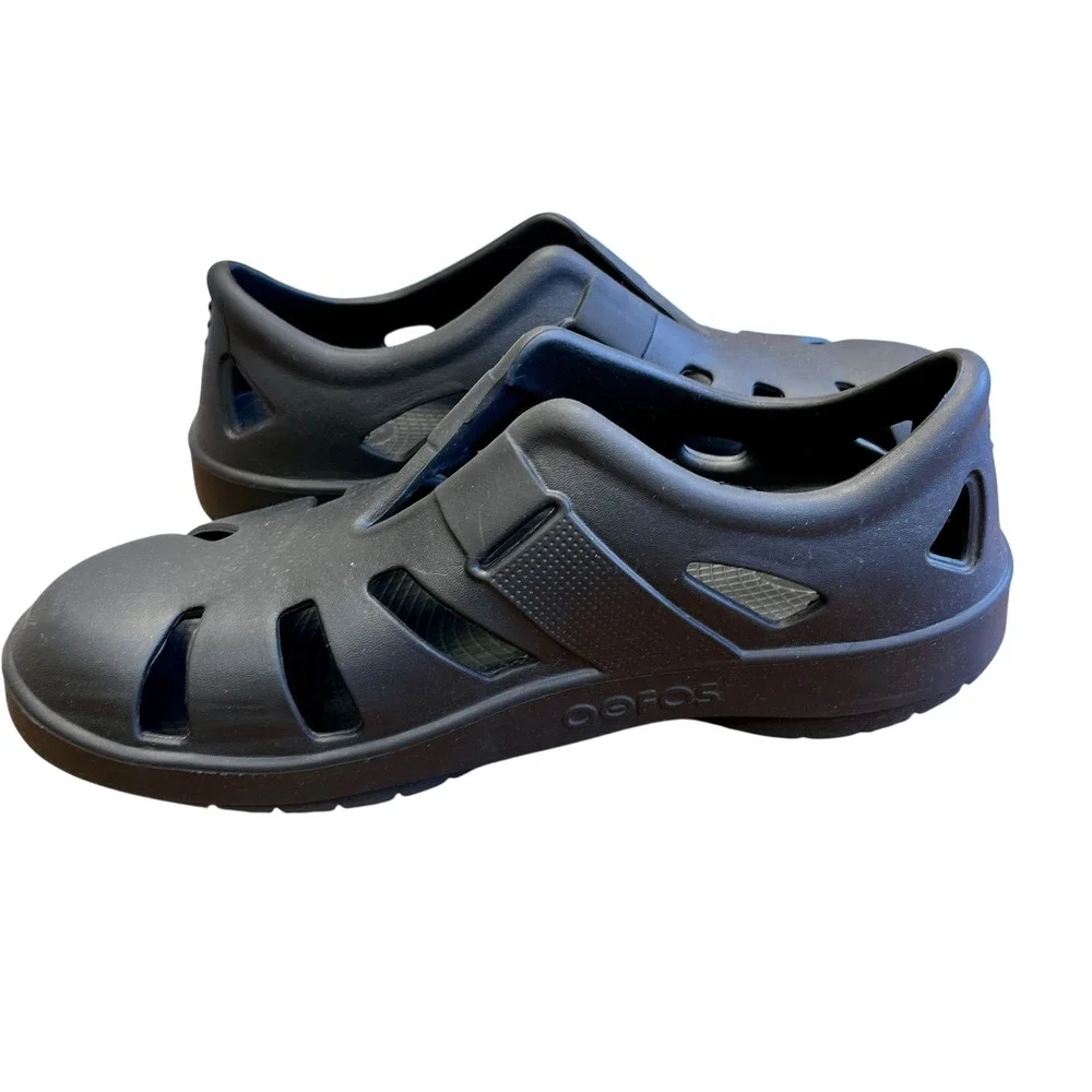 OOFOS‎ OOCandoo Mens Black Recovery Sandals Comfort Shoes Sz 10 AS IS w/ Flaws